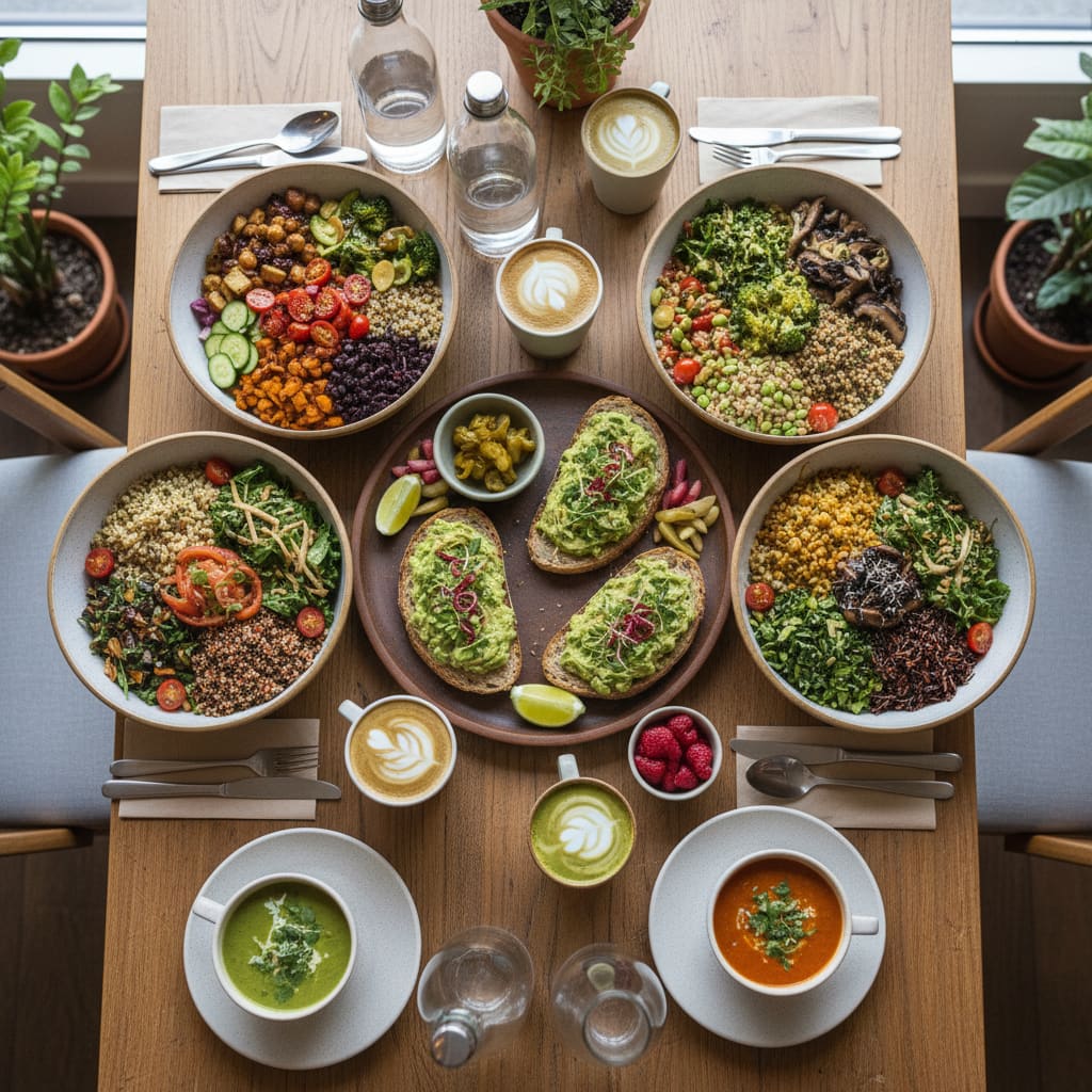 Pflanzliche Frühstücks- und Lunchgerichte
